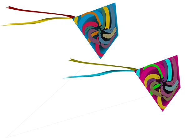 Deux cerfs-volants isolés sur illustration blanche — Image vectorielle