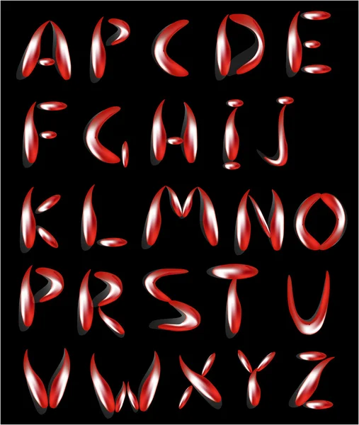 Blood alphabet isolated on black background — Stock Vector