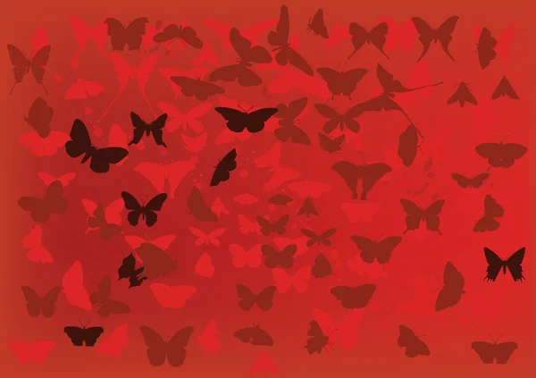 Butterfly red color background — Stock Vector