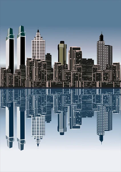 stock vector modern city buildings and reflection