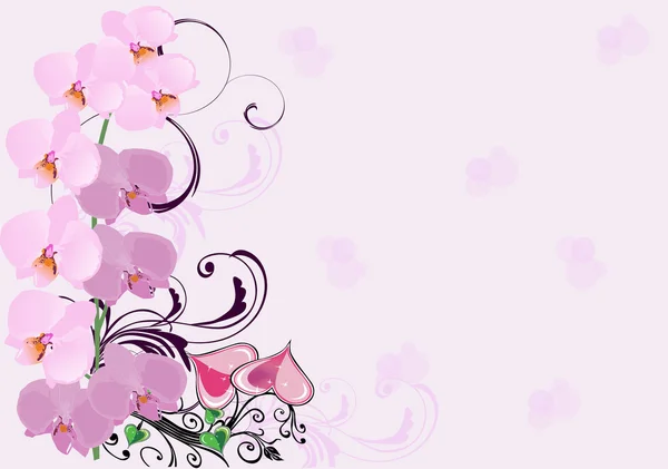 Motif rose clair avec des orchidées — Image vectorielle