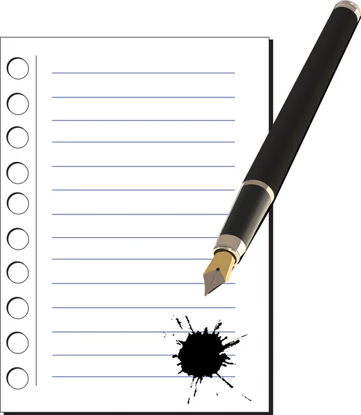 Notebook a černé pero ilustrace — Stockový vektor