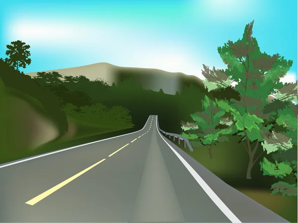 Дорога в зелені гори — стоковий вектор