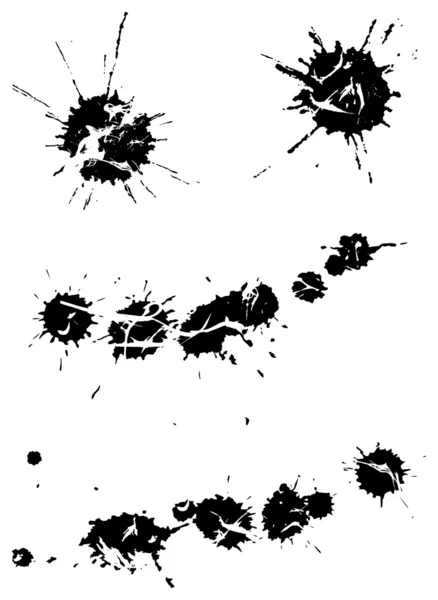 孤立在白纸上的黑损坏的污点 — 图库矢量图片