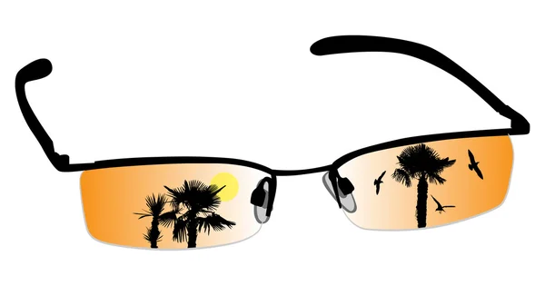 A palms sunset tükrözi a szemüveg — Stock Vector