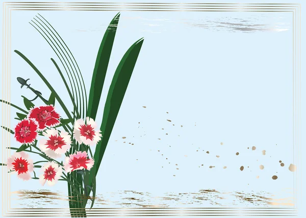 Fleurs roses dans un cadre léger — Image vectorielle