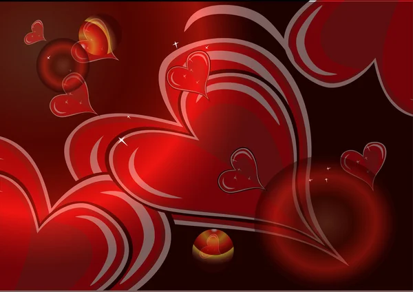 Hintergrund mit großen roten Herzen — Stockvektor