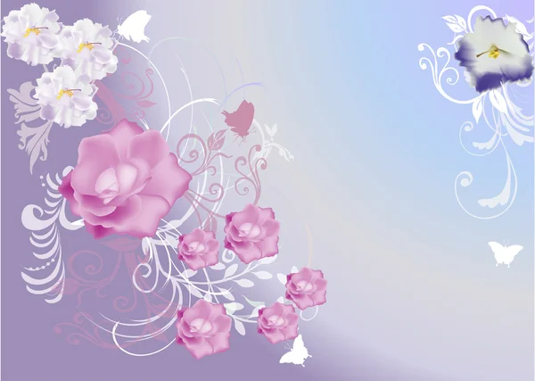 軽いすみれ色の花の装飾 — ストックベクタ