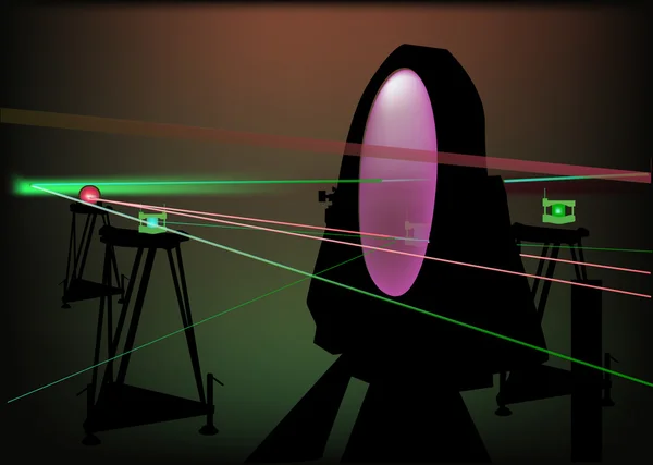Raggi laser in camera oscura illustrazione — Vettoriale Stock