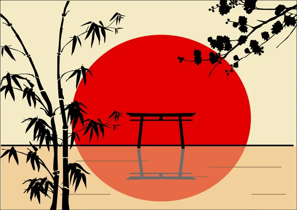 Illustration en bambou de style oriental — Image vectorielle