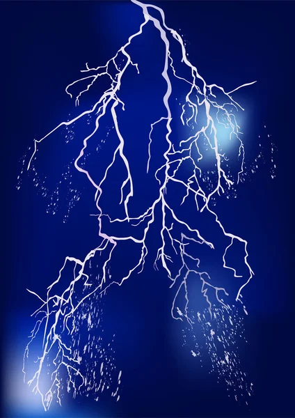 Éclair bleu vif dans le ciel sombre illustration — Image vectorielle