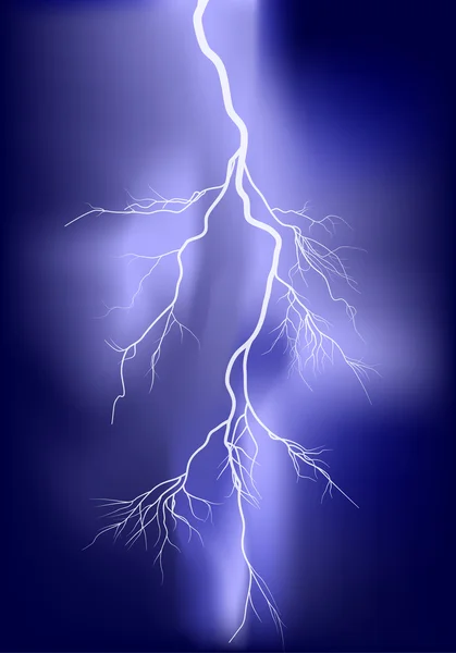 Bright white lightning in Lila hemel — Stockvector