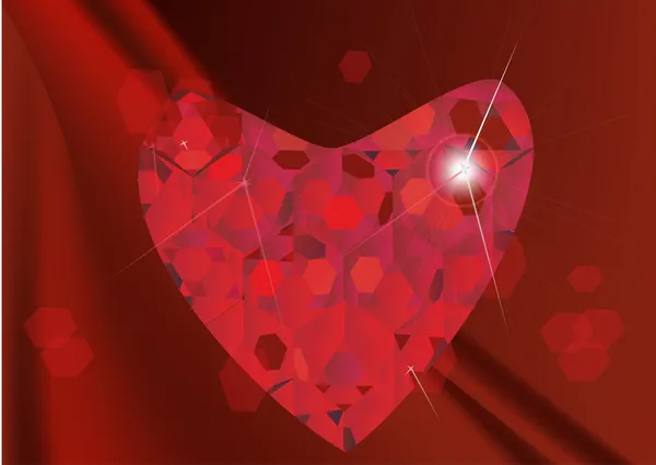 Cristal vermelho coração ilustração — Vetor de Stock