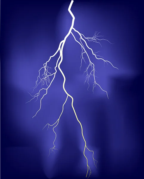 Bright lightning in lilac sky illustration — Stock Vector