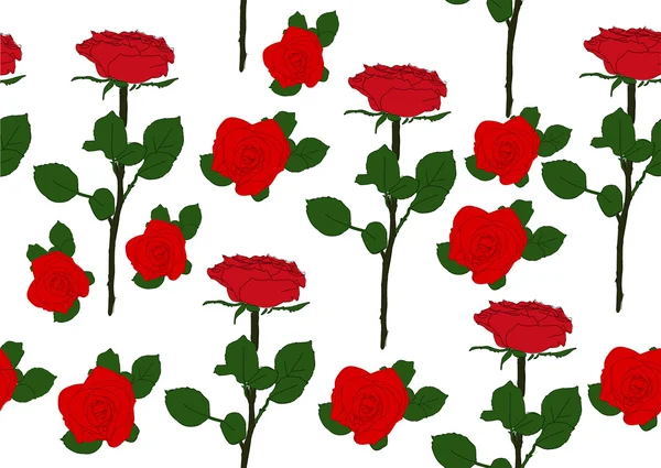 红色玫瑰花朵平铺背景 — 图库矢量图片