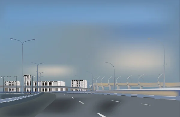 Moderní prázdná dálnice do města — Stockový vektor