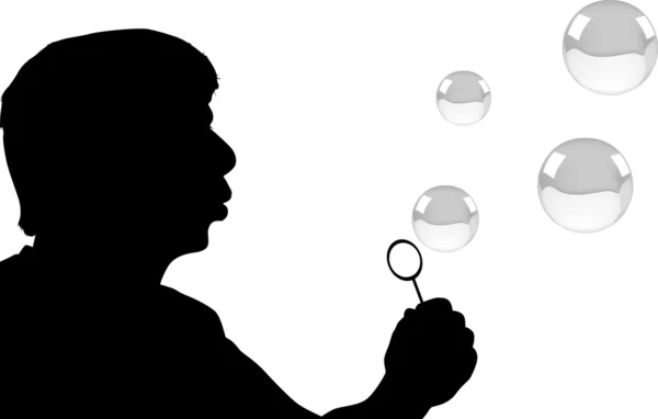 Homme soufflant des bulles de savon — Image vectorielle