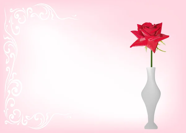 Rose rouge fleur en vase blanc — Image vectorielle