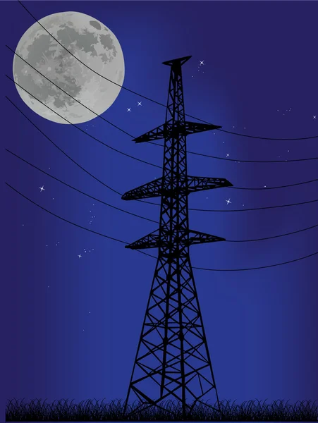Elektrické pylonu a úplněk — Stockový vektor