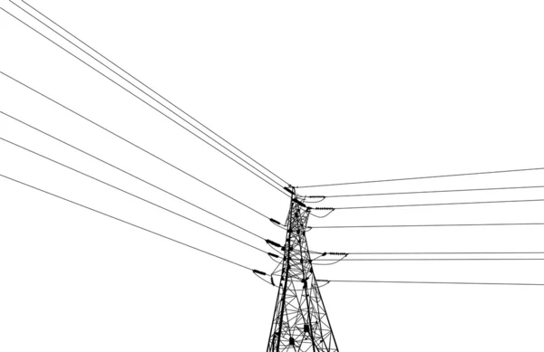 Pilón eléctrico y cables — Archivo Imágenes Vectoriales