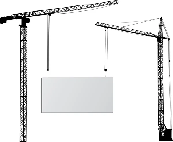 Deux grues avec panneau d'affichage sur blanc — Image vectorielle
