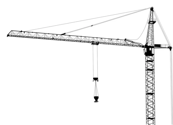 Enda byggnad crane isolerad på vit — Stock vektor
