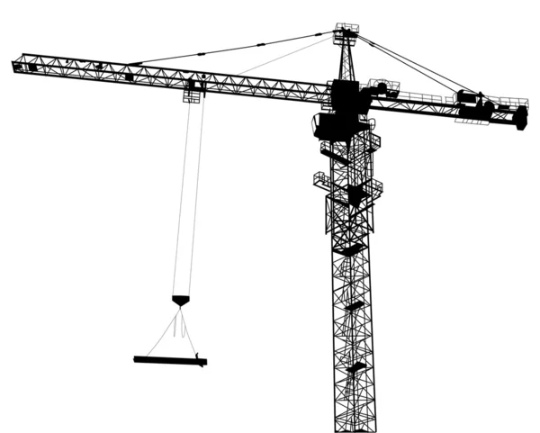 Single isolated building crane — Stock Vector