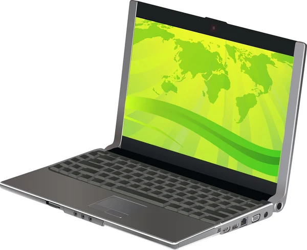 Grauer Laptop mit Karte auf dem Bildschirm — Stockvektor