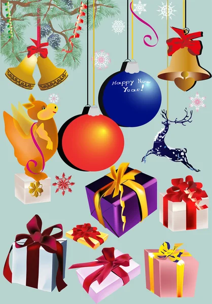 Set of ney year presents — Stock Vector