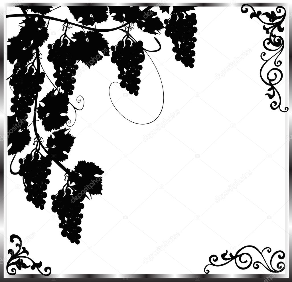 grapes and vine black frame