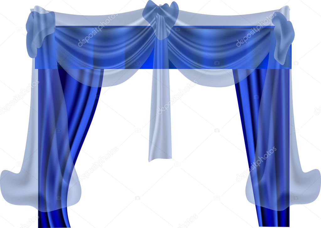 blue curtains isolated on white