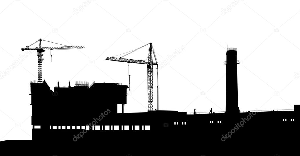 industrial building costruction and cranes