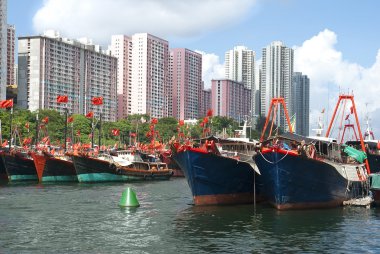 Fishing boats in Aberdeen clipart