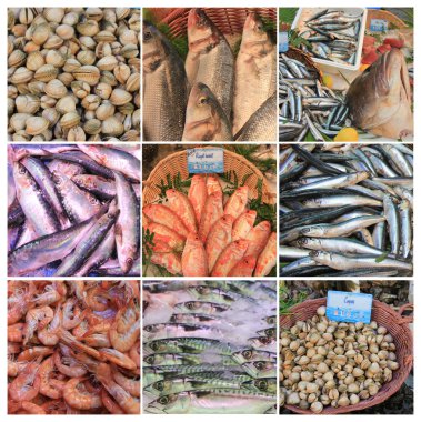 French fish market collage clipart