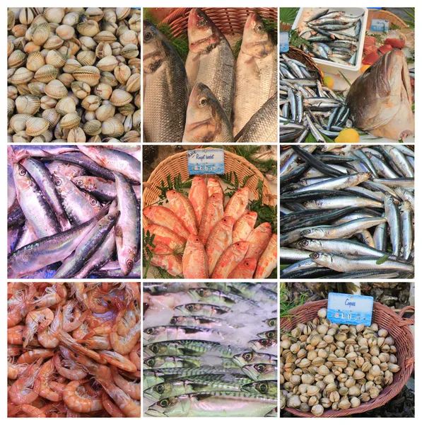 Collage mercado francés de pescado —  Fotos de Stock