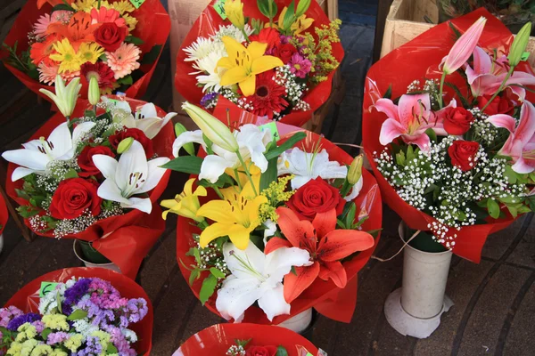 Colorful bouquets at a market — Stock Photo, Image