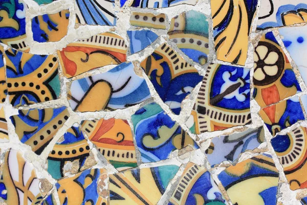 Detail of mosaic in Guell park in Barcelona — Stock Photo, Image