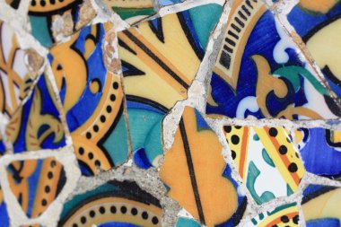 ayrıntı mozaik Barcelona'da guell Parkı