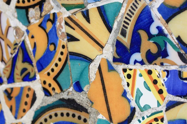 Detail of mosaic in Guell park in Barcelona — Stock Photo, Image