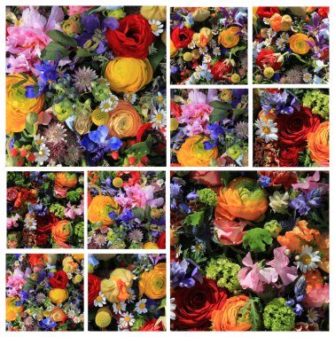 Mixed field bouquet collage clipart