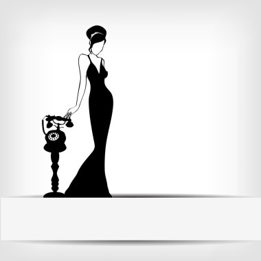 The vintage retro woman silhouette background