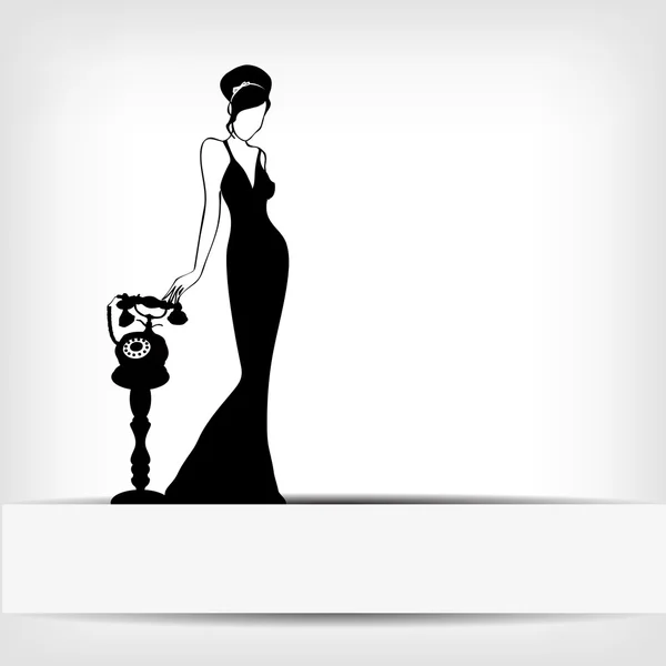 The vintage retro woman silhouette background — 图库照片