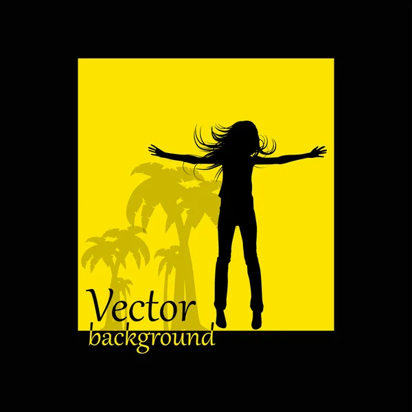 Abstract background jump girl silhouette — Stock Photo, Image