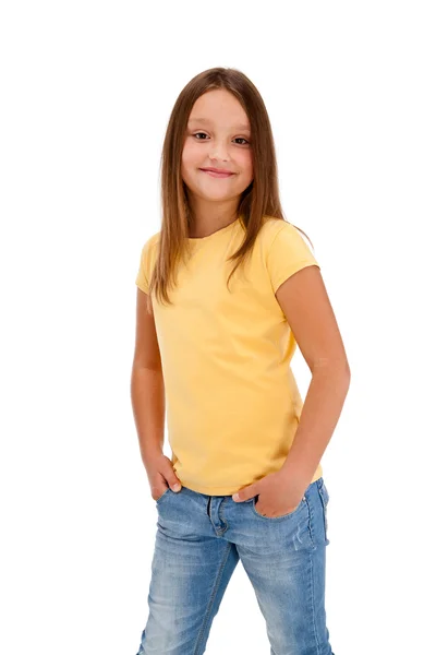 Portrait of young girl isolated on white background — Stock Photo, Image