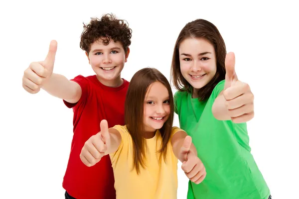 Kids showing OK sign isolated on white background — Stock Photo, Image