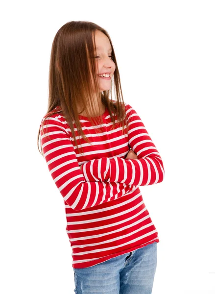 Porträtt av ung flicka isolerad på vit bakgrund — Stockfoto