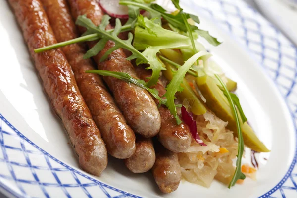 stock image Sausage with potatoes and cabbage