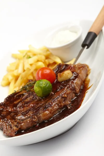 stock image Steak with French Fries