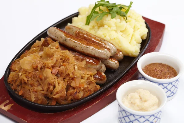 Sausage with cabbage — Stock Photo, Image