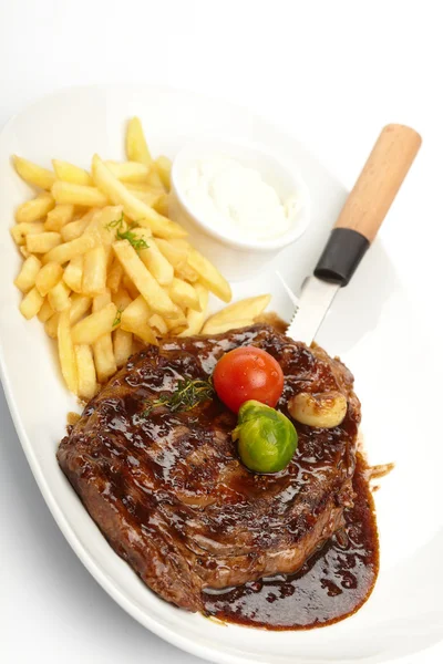 stock image Steak with French Fries